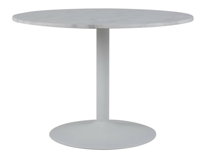 Biały stół na jednej nodze z marmurowym blatem Tarifa Wysokość 110 cm Kamień Wysokość 75 cm Kształt blatu Okrągły Metal Pomieszczenie Stoły do salonu