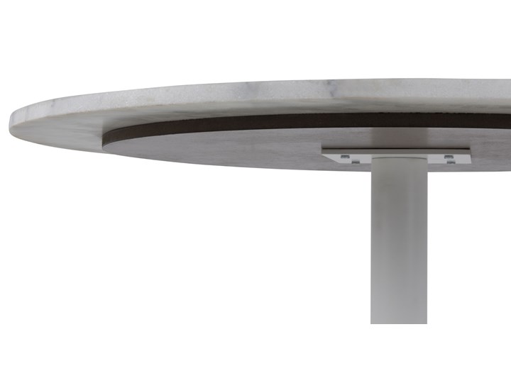 Biały stół na jednej nodze z marmurowym blatem Tarifa Wysokość 110 cm Wysokość 75 cm Kamień Metal Rozkładanie