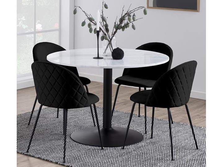 Okrągły stół na czarnej nodze z marmurowym blatem Tarifa Metal Wysokość 110 cm Wysokość 75 cm Pomieszczenie Stoły do salonu
