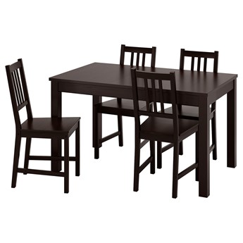 IKEA LANEBERG / STEFAN Stół i 4 krzesła, brązowy/brązowoczarny, 130/190x80 cm