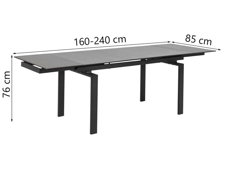 Stół rozkładany Juliet 160-240x85 cm czarny Ceramika Metal Rozkładanie Rozkładane Szkło Liczba miejsc Do 10 osób