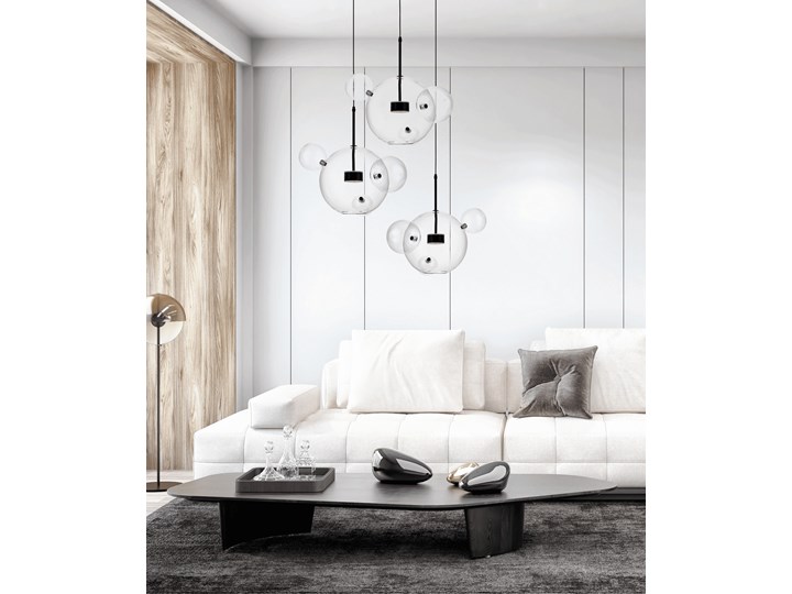NOWOCZESNA LAMPA WISZĄCA CZARNA NERONI W4 Metal Lampa z abażurem Szkło Lampa z kloszem Funkcje Brak dodatkowych funkcji