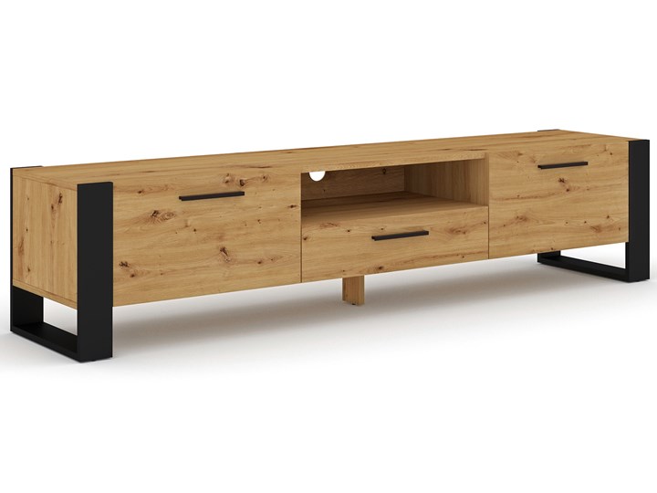 Szafka RTV dąb artisan 200 - Imatra 4X Na kino domowe Styl Industrialny Drewno Płyta MDF Półka Na dekoder Na telewizor Styl Skandynawski