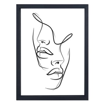 Szklany obraz w czarnej ramie Vavien Artwork Faces, 32x42 cm