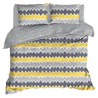 SELSEY Komplet pościeli z poszewkami na poduszki Watelete 200x220 cm szara/żółta
