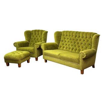 SELSEY Komplet wypoczynkowy Kumquat sofa i fotel z podnóżkiem
