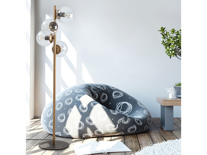 SELSEY Lampa stojąca Spinoza x4 miedziana Szkło Lampa z kloszem Kolor Miedziany Metal Lampa dekoracyjna Pomieszczenie Sypialnia