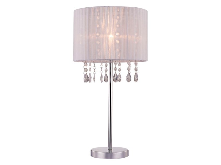 SELSEY Lampka nocna Bennett biała Lampa dekoracyjna Szkło Wysokość 55 cm Tkanina Lampa nocna Lampa z kloszem Metal Kategoria Lampy stołowe