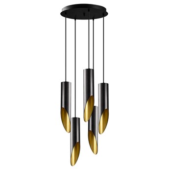 SELSEY Lampa sufitowa Azariah x5 średnica 8 cm czarna/złota