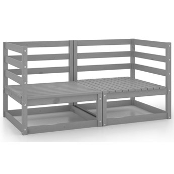 Emaga 2-osobowa sofa ogrodowa, szara, lite drewno sosnowe