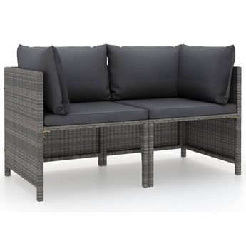 Emaga 2-osobowa sofa ogrodowa z poduszkami, polirattan, szara