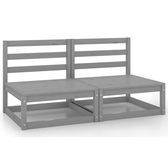 Emaga 2-osobowa sofa ogrodowa, szara, lite drewno sosnowe
