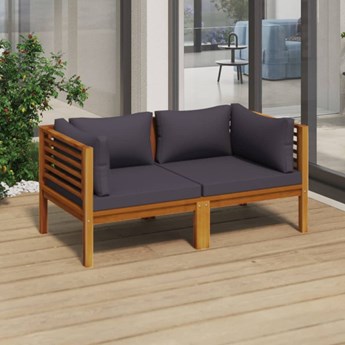 Emaga 2-osobowa sofa ogrodowa z poduszkami, lite drewno akacjowe