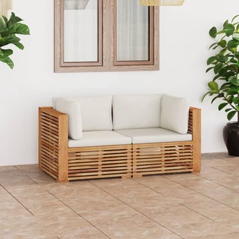 Emaga 2-os. sofa ogrodowa z poduszkami, lite drewno tekowe