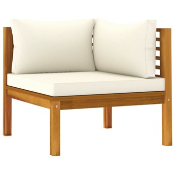 Emaga Moduł sofy narożnej z kremową poduszką, drewno akacjowe