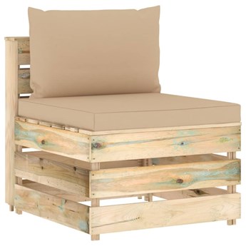 Emaga Moduł sofy środkowej z poduszkami, impregnowane drewno
