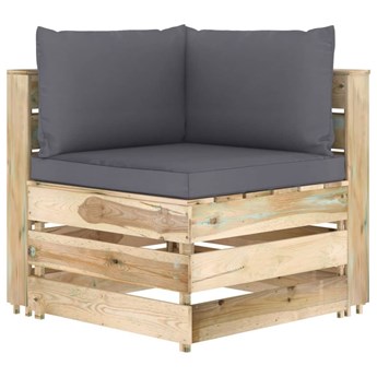 Emaga Moduł sofy narożnej z poduszkami, impregnowane drewno