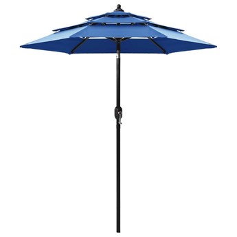 Emaga 3-poziomowy parasol na aluminiowym słupku, lazurowy, 2 m
