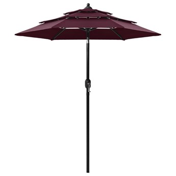 Emaga 3-poziomowy parasol na aluminiowym słupku, bordowy, 2 m
