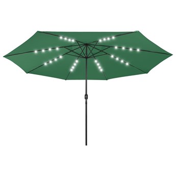 Emaga Parasol ogrodowy z LED i metalowym słupkiem, 400 cm, zielony