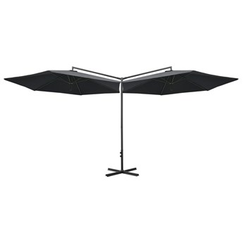 Emaga Podwójny parasol na stalowym słupku, antracytowy, 600 cm