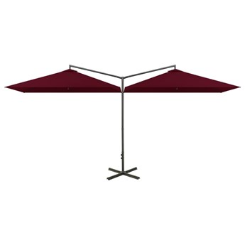 Emaga Podwójny parasol na stalowym słupku, bordowy, 600x300 cm