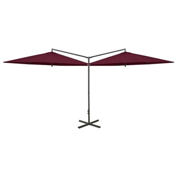 Emaga Podwójny parasol na stalowym słupku, bordowy, 600 cm