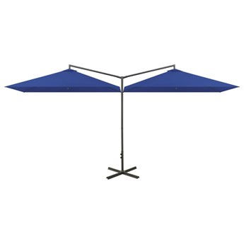 Emaga Podwójny parasol na stalowym słupku, lazurowy, 600x300 cm