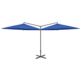 Emaga Podwójny parasol na stalowym słupku, lazurowy, 600 cm