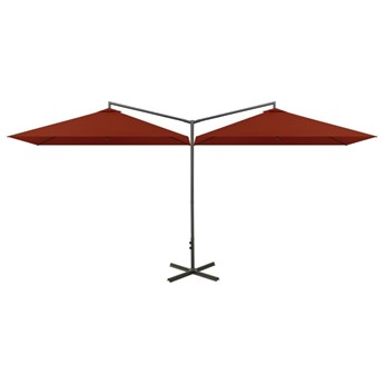 Emaga Podwójny parasol na stalowym słupku, terakotowy, 600x300 cm