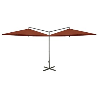Emaga Podwójny parasol na stalowym słupku, terakotowy, 600 cm