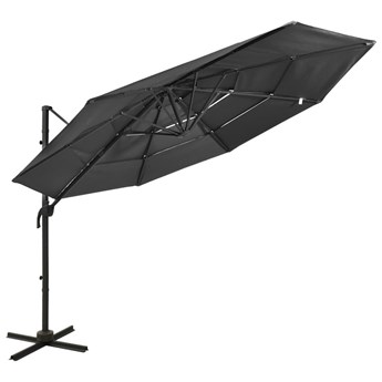 Emaga 4-poziomowy parasol na aluminiowym słupku, antracytowy, 3x3 m