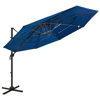 Emaga 4-poziomowy parasol na aluminiowym słupku, lazurowy, 3x3 m