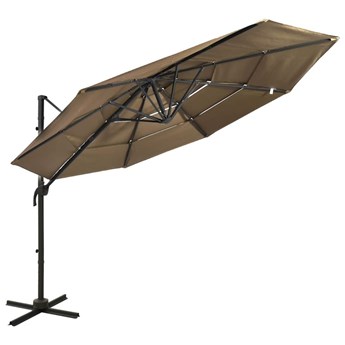 Emaga 4-poziomowy parasol na aluminiowym słupku, taupe, 3x3 m