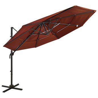 Emaga 4-poziomowy parasol na aluminiowym słupku, terakotowy, 3x3 m