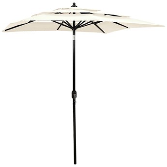 Emaga 3-poziomowy parasol na aluminiowym słupku, piaskowy, 2x2 m
