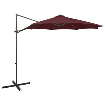 Emaga Wiszący parasol ze słupkiem i lampkami LED, bordowy, 300 cm