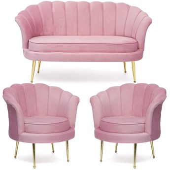 Sofa muszelka + 2 fotele ELIF / różowy #12
