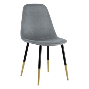 Krzesło do salonu FOX V ciemno szare nogi czarne/złote tapicerowane welur