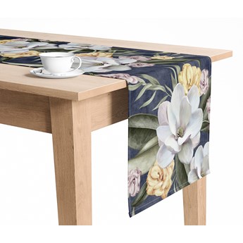 Bieżnik w KWIATY MAGNOLIE GRANATOWE 004