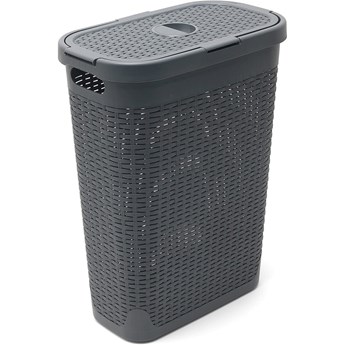 Szary kosz na pranie Addis Rattan Effect Slim Hamper, 40 l