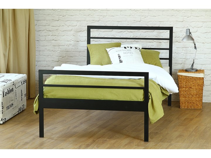 Nowoczesne jednoosobowe łóżko metalowe "Simply" z dwoma szczytami Kategoria Łóżka dla dzieci Tradycyjne Kolor Czarny