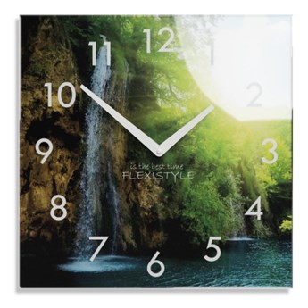 Zegar kwadratowy szklany Wodospad