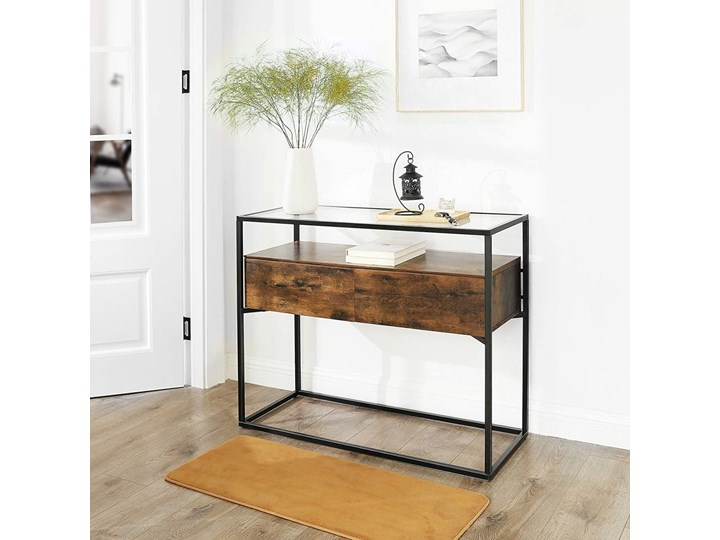 KONSOLA SALONOWA LNT11BX ▪️ 2058 ▪️ RUSTYKALNY BRĄZ Styl Vintage Szerokość 100 cm Głębokość 40 cm Wysokość 80 cm Kategoria Konsole