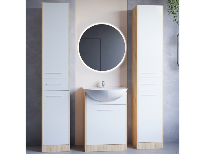 Meble do łazienki z lustrem SLIDO MAX LED dąb artisan / biały Płyta laminowana Kategoria Zestawy mebli łazienkowych