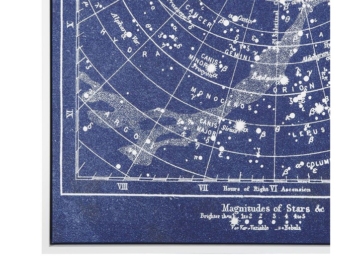 Beliani Obraz w ramię na płótnie niebieski wydruk 63 x 93 cm motyw mapa gwiazd nocne niebo dekoracja na ścianę Wzór Grafika Wykonanie Wydruk cyfrowy