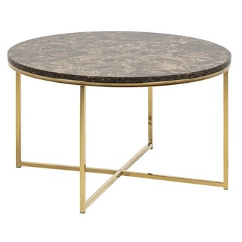 Okrągły stolik kawowy glamour Alisma L Marble brązowy/złoty