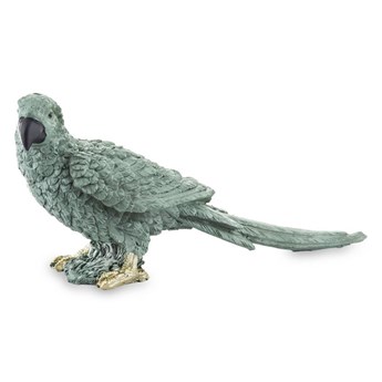 PAPAGEI figurka papuga zielona szałowiowa ze złotymi zdobieniami, dł. 30 cm
