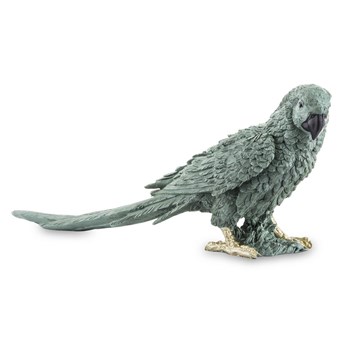 PAPAGEI figurka papuga zielona szałowiowa ze złotymi zdobieniami, dł. 43 cm