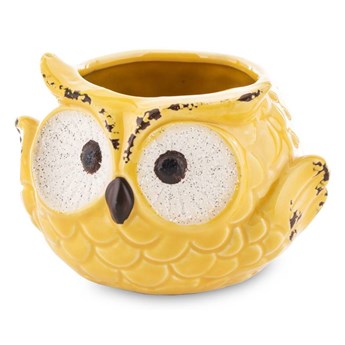 SOWA osłonka z ceramiki szlachetnej żółta, wys. 8 cm